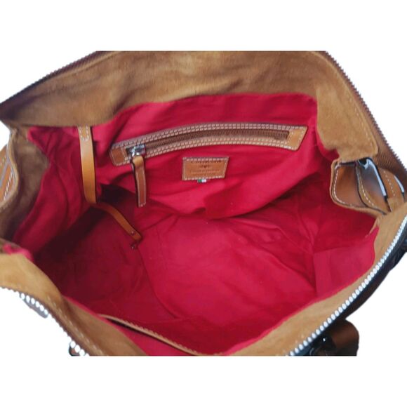 Calvacanti Italian Leather Handbag Large Satchel Cognac Brown - Picture 9 of 10